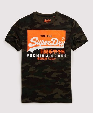 Superdry Premium Goods Camo Férfi Pólók Zöld/Camo | KGAMP3658